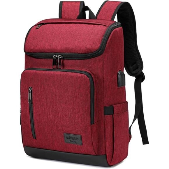 Laptop Backpacks with USB Charging Port Red - Picture 1 of 6